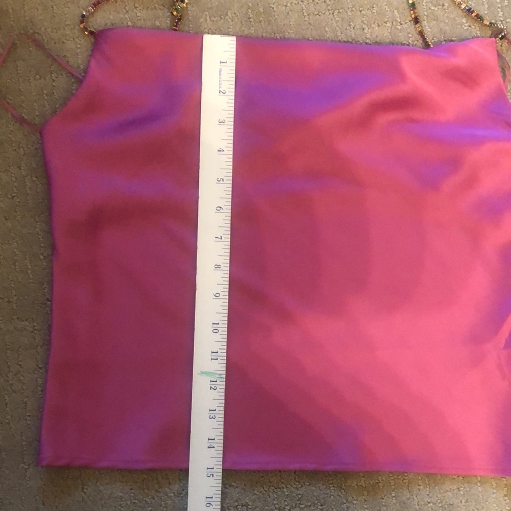 NWT House of Harlow 1960 Pink Satin Rhinestone Strap Draped Tank Camisole - Picture 8 of 9